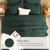 Litanika King Size Comforter Set with Sheets Dark Emerald Green - 7 Pieces Bed in a Bag King Chevron Tufted Complete Bedding Sets with Comforter, Sheets, Pillowcases & Shams