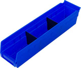 Akro-Mils 30128 Plastic Shelf Bins, Heavy Duty Storage Bins for Garage, Closet, and Drawer Organization, 18-Inch x 4-Inch x 4-Inch, Blue, 12-Pack Akro-Mils
