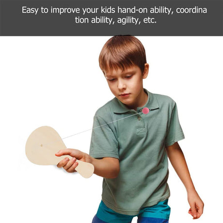 Blank Paddle Ball 10 Pcs Wooden Paddle Ball with String Unfinished Wood Paddle Rackets Kids Painting Graffiti DIY Crafts Fun and Classic Paddleball Game for Boys and Girls, Party Favor Toys jojofuny