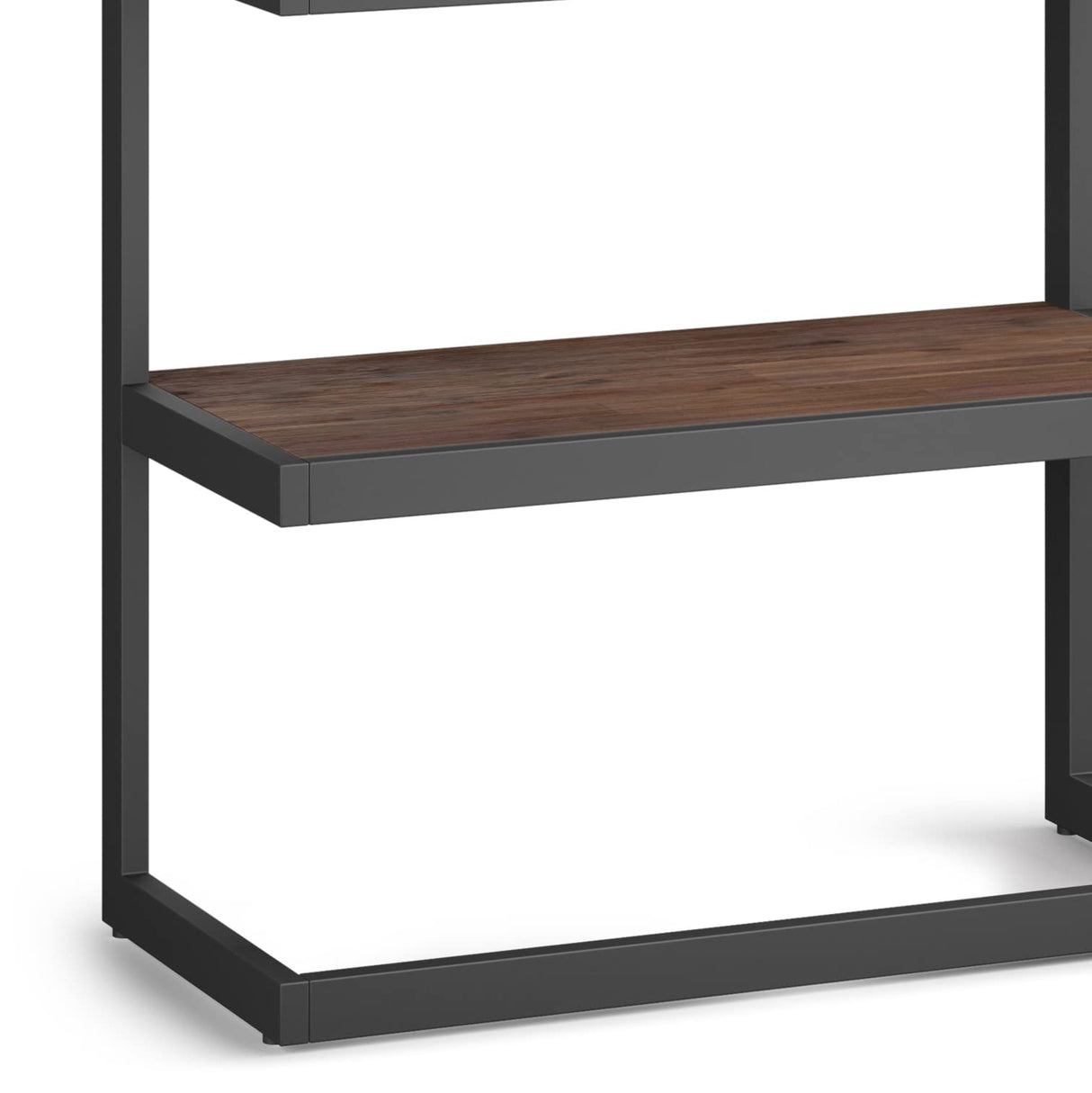 SIMPLIHOME Erina SOLID ACACIA WOOD and Metal 36 Inch Rectangle Modern Industrial Bookcase in Distressed Charcoal Brown, For the Living Room, Study Room and Office SIMPLIHOME