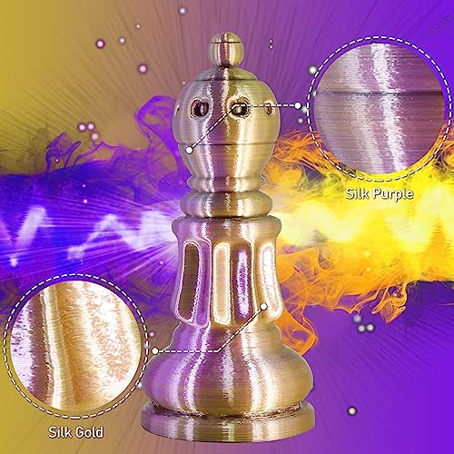 Mchyi 1.75mm 2 Colors in 1 Silk Gold Purple PLA 3D Printer Filament, 1KG Bicolor Dichromatic Double Colors 3D Printing Filament, Dual Color Co-Extrusion 3D Filament, Silk PLA 2 in 1 Gold/Purp - WoodArtSupply