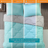 Comfort Spaces Vixie Reversible Comforter Set - Trendy Casual Geometric Quilted Cover, All Season Down Alternative Cozy Bedding, Matching Sham, Aqua/Gray, Full/Queen 3 piece Comfort Spaces
