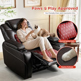 ANJ Power Recliner Chair Set of 2,Home Theater Seating with Adjustable Headrest,Cup Holders,USB Port,Hidden Arm Storage(Brown)