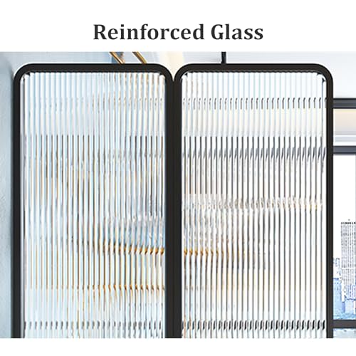 SUZEPER 6ft Tall Modern Room Divider, Metal Glass Partition Room Divider, Folding Privacy Room Divider Screens, Decorative Freestanding Room Partition for Room Separation Partition, 2 Panel SUZEPER