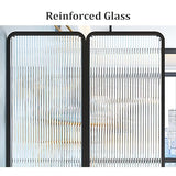 SUZEPER 6ft Tall Modern Room Divider, Metal Glass Partition Room Divider, Folding Privacy Room Divider Screens, Decorative Freestanding Room Partition for Room Separation Partition, 2 Panel SUZEPER