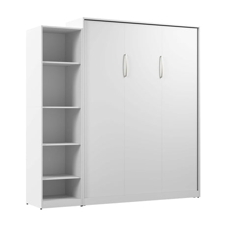 Bestar Claremont Queen Murphy Bed with Closet Organizer (85W) in White, Space-Saving Sleeping Arrangement for Multipurpose Room Bestar