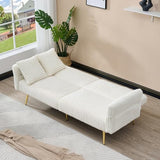 73" Convertible Futon Sofa Bed,Comfy Teddy Fabric Sleeper Couch with 3 Reclining Backrests,Golden Chrome Legs,Modern Cloud Sofa Loveseat for Small Living Room Office (White-Corduroy) Majnesvon