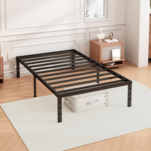 Hafenpo 12 Inch Twin Bed Frame - Sturdy Metal Platform Twin Size, No Box Spring Needed, Heavy Duty, Easy Assembly, Strong Bearing Capacity, Under Bed Storage, Black Hafenpo