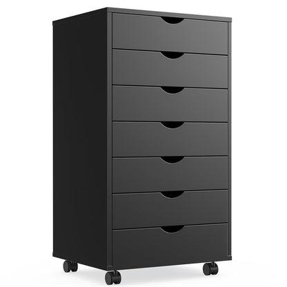 OLIXIS Chest Wood File Cabinet Rolling Organization Storage Dresser with Wheels for Home Office