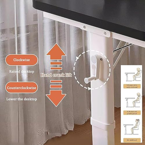 TGBHM Adjustable Height Desk, Manual Crank Standing Desk for Office, Compact White Computer Desk, 140Cm Ergonomic Workstation for Home and Office Usecm(Bianco-140Cm) TGBHM