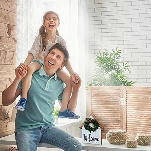 Jetec Wood Welcome Home Sign Sweet Home Tiered Tray Decor Farmhouse Decor Home Sign Shelf Decor House Shape Double Sided Home Sweet Home Decor Home Sign for Living Room Window Shelf Desk Office Jetec