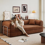 Ball & Cast 78.8" No-Assembly Compressed Sofa Bed, Convertible Floor Futon Couch with Pillow Backrest & Armrest, Boneless Modular Sleeper Sofa in Corduroy for Living Room Bedroom, Brown Ball & Cast