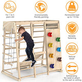 Indoor Jungle Gym, Toddler Climbing Toys Indoor, Indoor Playground Climbing Toys for Toddlers, Climber Playset with Slide, Climbing Rock/Net, Monkey Bars, Drawing Board, Abacus Game and Swing PROY