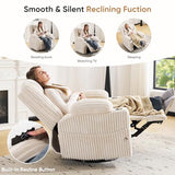 Oversized Power Recliner Chair with Massage and Heat, Swivel Rocker Recliner Chair for Adults with Arm Storage, Nursery Glider Recliner with Adjustable Headrest and Phone Stand, Side Pockets, Beige