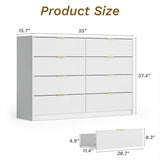 MAISONARIA White Dresser for Bedroom, 8 Drawer Double Dresser, Modern Chest of Drawers for Bedroom, Living Room, Entryway and Closet, 55" L x 15.7" D x 37.4" H MAISONARIA