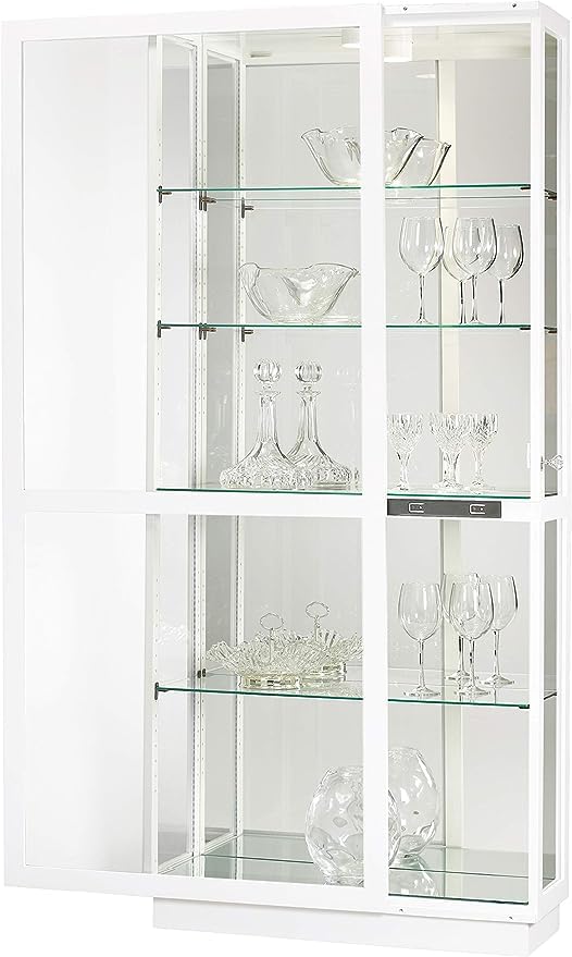 Howard Miller Doisy II White Curio Cabinet, Lockable Sliding Glass Door Adjustable Shelves Display Cabinet for Decor & Storage Cabinet for Living Room, Dining Room & Bedroom, White Finish Howard Miller