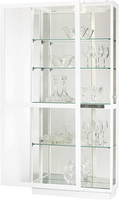 Howard Miller Doisy II White Curio Cabinet, Lockable Sliding Glass Door Adjustable Shelves Display Cabinet for Decor & Storage Cabinet for Living Room, Dining Room & Bedroom, White Finish Howard Miller