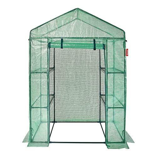 VEVOR Walk-in Green House, 55.5 x 29.3 x 80.7 inch, Portable Greenhouse with Shelves, High Strength PE Cover with Roll-up Zipper Door and Steel Frame, Set Up in Minutes, for Planting and Stor - WoodArtSupply