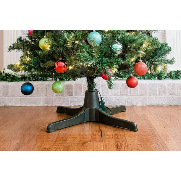 Rocky Mountain Goods 360 Degree Rotating Adjustable Christmas Tree Stand - for up to 7.5’ Christmas Tree - ON/Off Switch - Secure Spinning Stand Design - Easy Assembly - for Artificial/Fake Trees