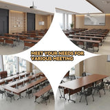 Folding Conference Table,55.1 inch Mobile Meeting Seminar Table with Wheels,Sturdy Rectangular Business Training Tables with Strong Metal Frame,Modular Conference Room Tables for Office Boardroom VORDERRY
