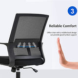 FDW Office Chair Ergonomic Desk Chair Mid-Back Mesh Computer Chair Lumbar Support Comfortable Executive Adjustable Rolling Swivel Task Chair with Armrests,Black FDW