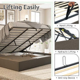 Jocisland King Size Lift Up Storage Bed Frame, Linen Upholstered Platform Bed with Vertical Channel Tufted Headboard and Wingback, Hydraulic System, No Box Spring Needed, Wood Slats Support, Dark Gray Jocisland