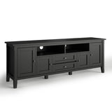 SIMPLIHOME Warm Shaker Style Solid Wood TV Media Stand, 72 inch Wide, Farmhouse Rustic, Living Room Entertainment Center, Storage Shelves and Cabinets, for Flat Screen TVs up to 80 inches in Black SIMPLIHOME