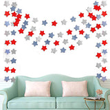 6 Pack Patriotic Star Streamers Garland Red White Blue Bunting Banner Paper Hanging Decorations for 4th of July American Independence Day Labor Day Holiday Memorial Day Party Supplies (50 Feet) TTSAM