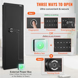 VEVOR 42.91" Tall Wall Gun Safe, 4-Tier Hidden Gun Safe with Keypad & Fingerprint, 3 Removable Shelves & 6 Key Holders, Q235 Cold-Rolled Steel Gun Safe with LED Light, Vibration Alarm, Holster & Stock VEVOR