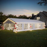 EROMMY 20x40ft Party Tent, Outdoor Wedding Heavy Duty Large Canopy Carport with Removable Sidewalls, 2 Roll-up Doors, 4 Storage Bags, Gazebo Shelter Tent for Party Event Commercials, White EROMMY