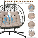 ZOMEYLPO Double Hanging Egg Chair, Hammock Chair with Stand, Swing Chairs with Cushion 700 LBS Capacity for Indoor, Bedroom, Outdoor, Porch, Patio, Beige ZOMEYLPO