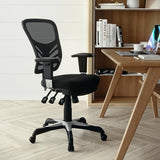 Flash Furniture Nicholas Mid-Back Swivel Desk Chair with Wheels, Mesh Back, Padded Seat, and Armrests, Adjustable Height Mesh Ergonomic Office Chair, Black Flash Furniture