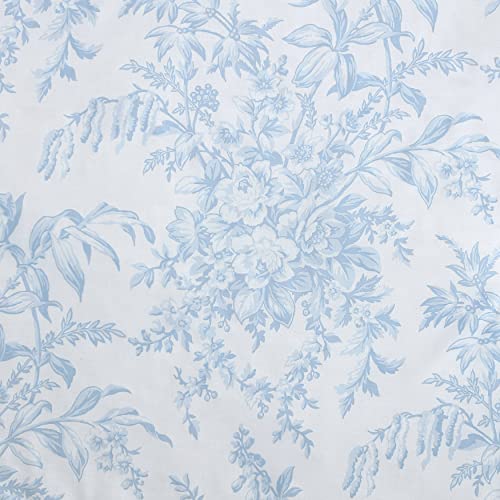 Laura Ashley- King Comforter Set, Cotton Reversible Bedding Set with Matching Sham(s), Farmhouse Home Décor (Bedford Blue, King) Laura Ashley