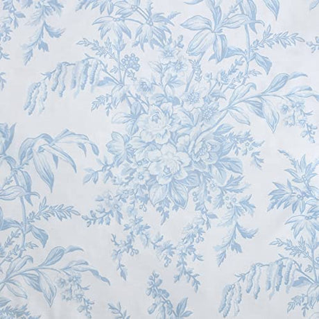 Laura Ashley- King Comforter Set, Cotton Reversible Bedding Set with Matching Sham(s), Farmhouse Home Décor (Bedford Blue, King) Laura Ashley