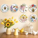 ORIGACH 6 Pack Bees & Flowers Embroidery Kits for Beginners, DIY Starter Hand Embroidery Kit with Floral & Bees Patterns and Instructions for Adults Women Crafting