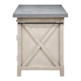 OSP Home Furnishings Nashville Kitchen Island with 2 Matching Stools, Cement Grey Top OSP Home Furnishings