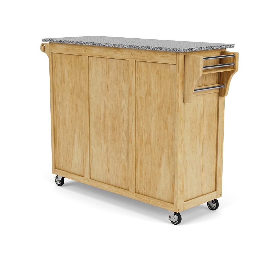 Create-a-Cart Natural 2 Door Kitchen Cart with Salt and Pepper Granite Top and Home Styles - WoodArtSupply