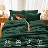 MUXHOMO 7 Pieces Queen Comforter Set, Soft Bed in a Bag Queen Size, All Season Bedding Set with Comforter, Flat Sheet, Fitted Sheet, Pillowcases & Shams, Dark Emerald Green