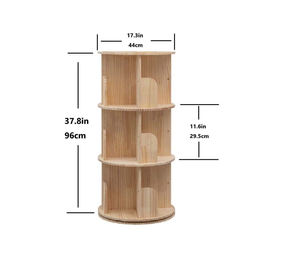 Heehee Rotating Bookshelf 360 Display Floor Standing Bookcase Storage Rack for Kids&Adults Multi-Functional Bookshelf Organizer (3-Tier) Heehee