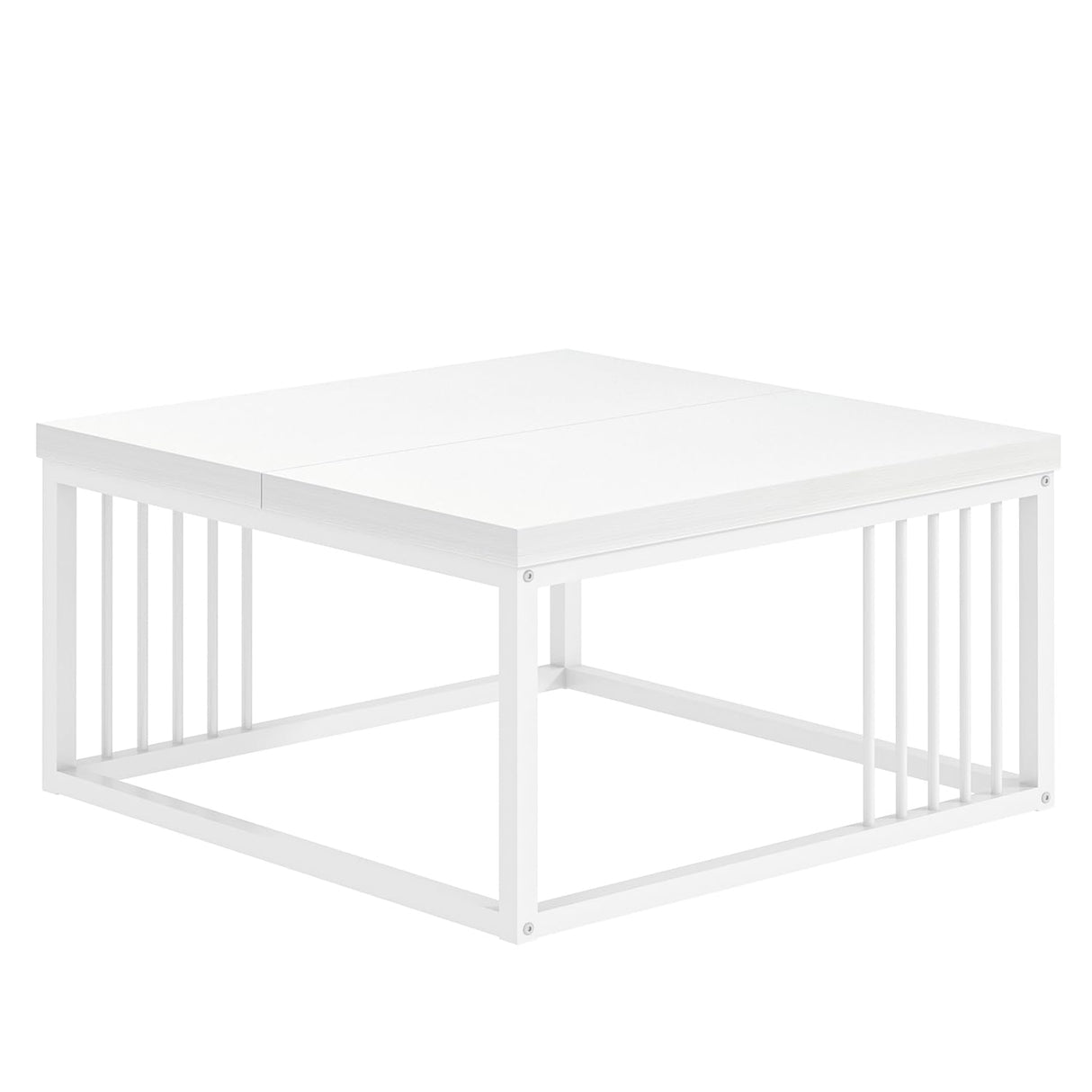FOLUBAN White Coffee Table, Modern Rustic Wood and Metal Center Table, Industrial Simple Cocktail Tea Table for Living Room, 31.5 Inch FOLUBAN