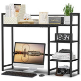 Snughome Desk Shelf, 38.6" Desk Hutch for Computer Monitor, Desktop Organizer Shelf, 4 Tier Desk Display Rack, Wood Desktop Bookshelf Storage Rack for Home Office Dorm, Black Snughome
