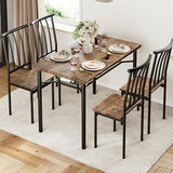 SLEKVERSA Rustic Wooden Dining Table Set for 4, 4-Piece Farmhouse Kitchen Table with 1.18" Thickened Tabletop, Chairs & Adjustable Legs, Space-Saving Dining Furniture for Apartment & Small Spaces, Ret SLEKVERSA