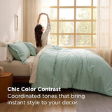 Bedsure King Size Comforter Set Sage Green, 7 Pieces Lightweight King Bedding Sets Boho, Bed in a Bag with Comforter, Sheets, Pillowcases & Shams, Contrasting Design Bedsure