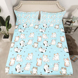 Erosebridal Cat Sheet Sets King, Kawaii Garfield Persian Cat Flat Sheet for Kids Boys Girls, Paw Print Love Heart Bed Sheets, Cartoon Animals Soft Fitted Sheet 4 Pieces, Blue Erosebridal