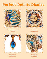Rnfinewow 3D Puzzles for Adults, Butterfly Design Clock Kit with Pendulum, Beginner 3D Wooden Puzzle Model Kit Wall Decor, Butterfly Puzzle DIY Crafts for Mom, Women and Grandma