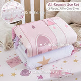 NacoMoco 3-Piece Crib Bedding Set for Girls - Ultra Soft Baby Bedding Set Includes Crib Comforter, Sheet & Skirt (Purple) NacoMoco