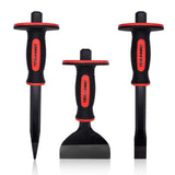 TOOLEAGUE 3Pcs Heavy Duty Masonry Chisel Set, 11-Inch Point & Flat Chisel, 8-Inch Brick Chisel with Hand Protection TOOLEAGUE