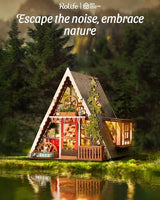 Rolife DIY Miniature House Kit A-Frame Cabin, 3D Wooden Puzzle Tiny House with Openable Skylight for Teens & Adults, Cozy Forest Cabin Décor, Creative Gift for Birthday & Holidays