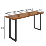 Lebolna Industrial Bar Table,Solid Wood Bar Height Table Creative Live Edge Dining Table,Long Bar Table Rustic Tall Counter Height Table,Rectangular Narrow Bar Table,No Stool(63", Brown) Lebolna