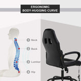 BestOffice PC Gaming Chair Massage Office Chair Ergonomic Desk Chair Adjustable PU Leather Racing Chair with Lumbar Support Headrest Armrest Task Rolling Swivel Computer Chair for Women Adults(Black) BestOffice
